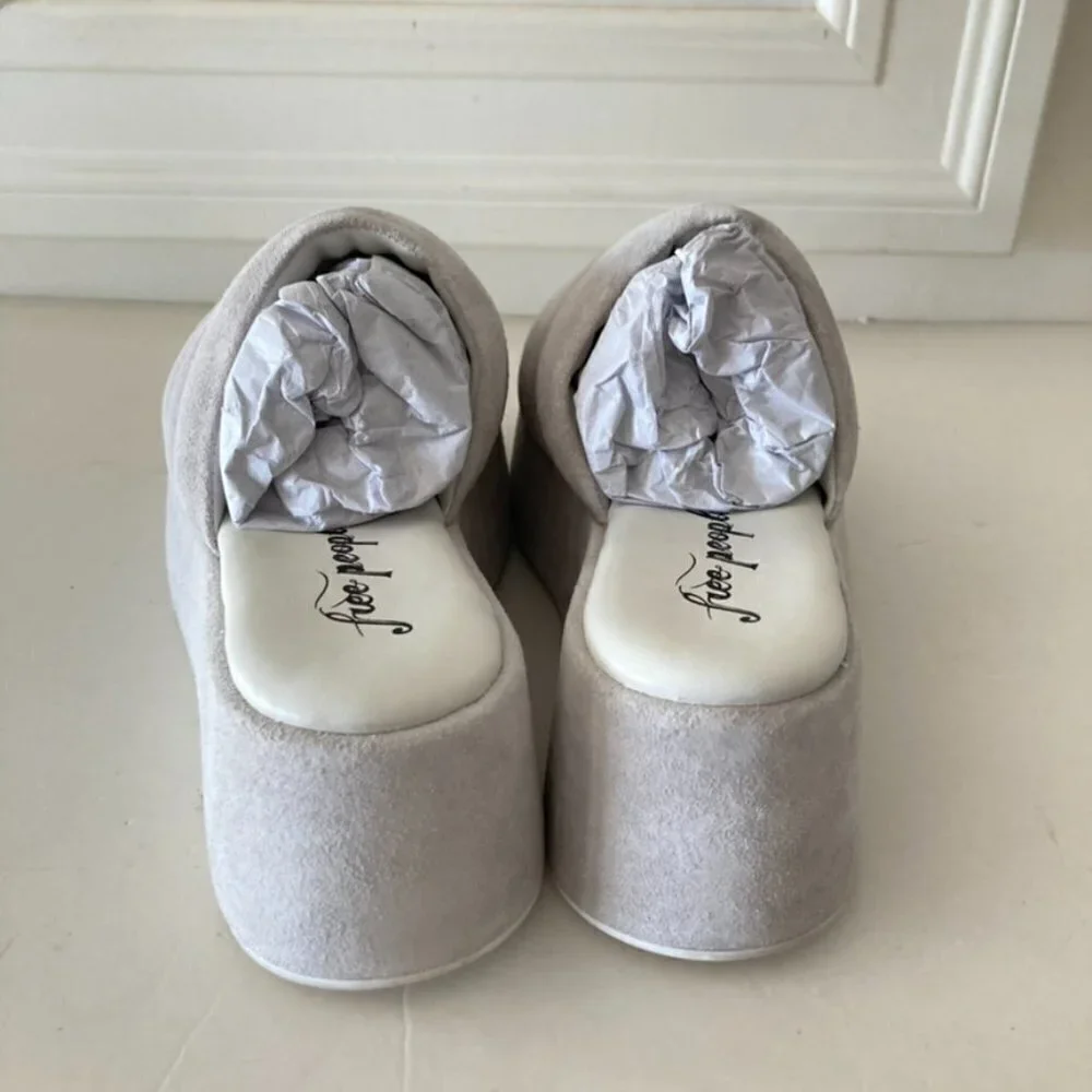 NWOT Free People Almost Paradise White Suede Platforms Sz 38.5